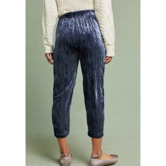 Anthro Velvet Cropped Ett Wa Joggers Pockets - Picture 4 of 5